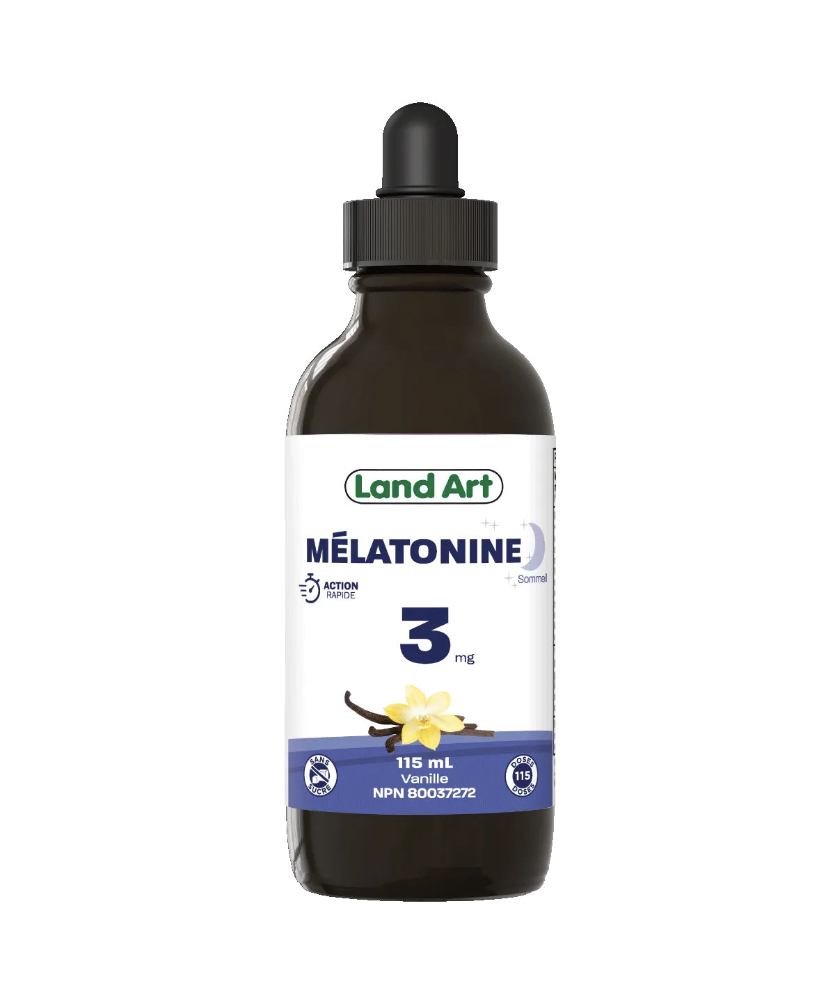 Mélatonine 3mg - Favorise sommeil réparateur - Land Art - 115ml - Saveur vanille